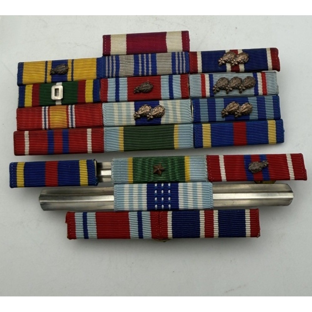 Vintage US Military Ribbon Bar Lot Service Award Ribbons Devices Mounts